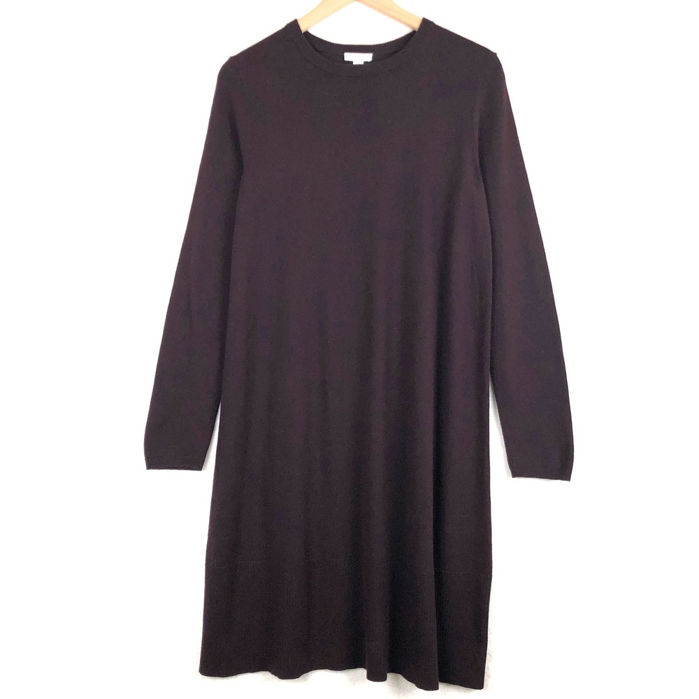 J. JILL Knit Midi Sweater Dress‎ Sz S Burgundy Cotton Blend L/S Casual Cozy EUC